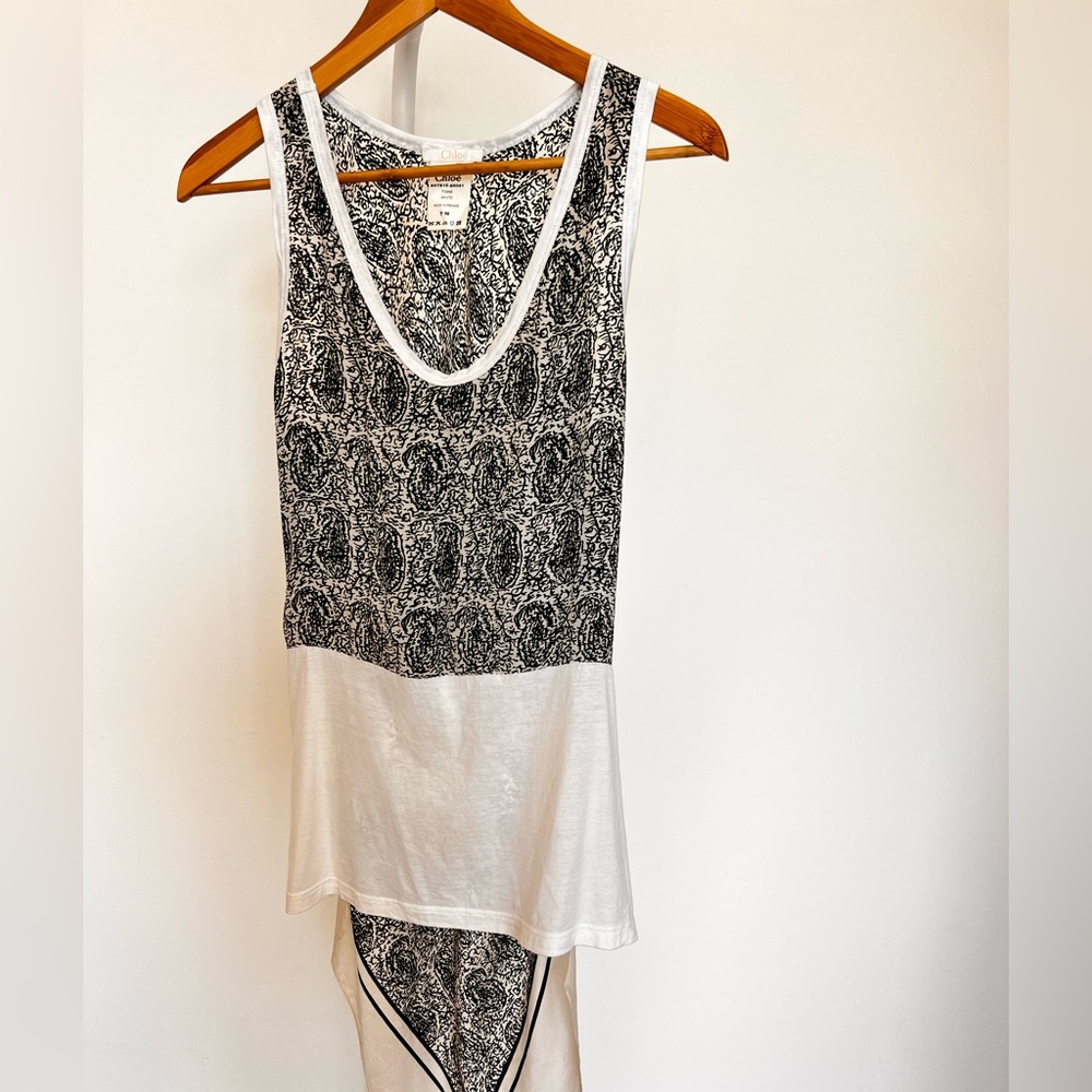 Chloe High-Low Tank - Black & Off White